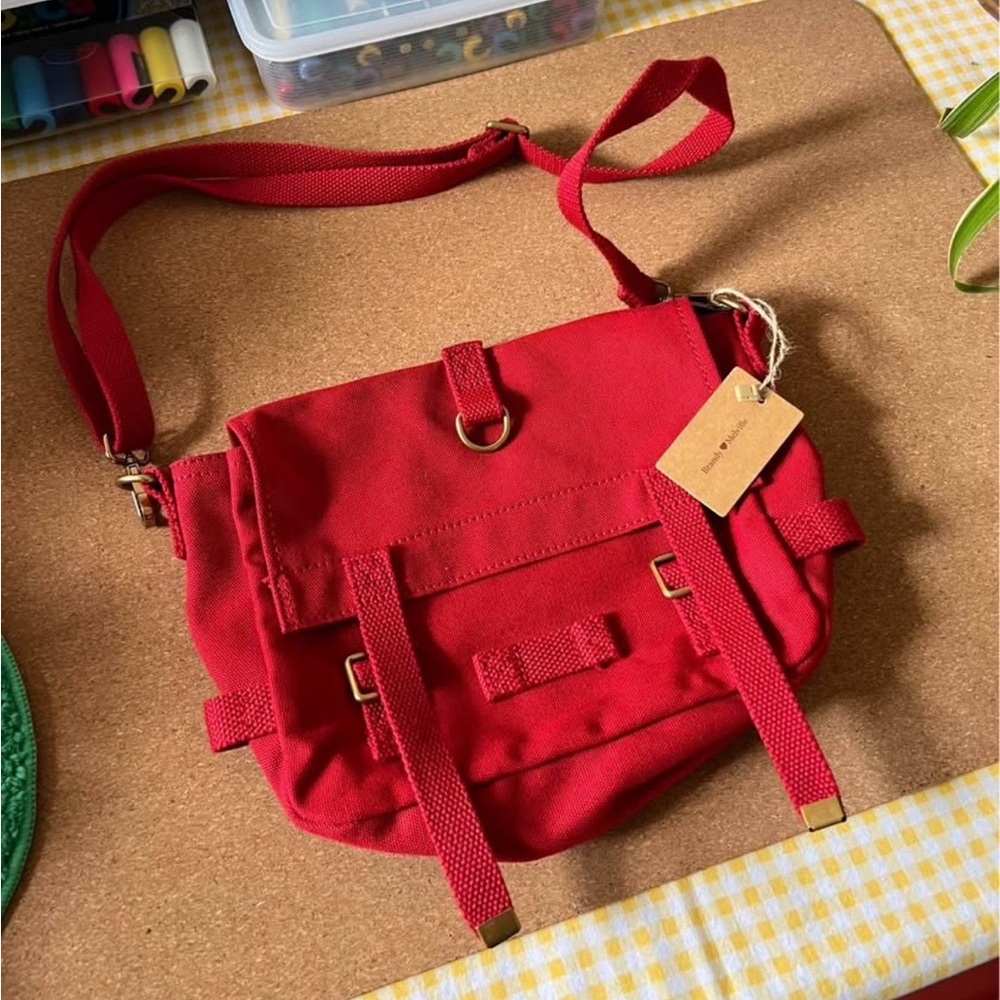 Brandy Melville Red Canvas Crossbody Bag by
